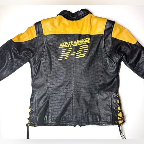 Harley Davidson Women’s Leather Jacket  ELECTRA Perforated w Laces Size- Medium - Picture 9 of 11